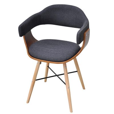 vidaXL Jedálenské stoličky 6 ks, tmavosivé, ohýbané drevo a látka