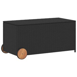 vidaXL Z&aacute;hradn&yacute; &uacute;ložn&yacute; box s kolieskami čierny 190 l polyratan