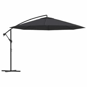 vidaXL Z&aacute;vesn&yacute; z&aacute;hradn&yacute; slnečn&iacute;k, oceľov&aacute; tyč 350 cm, čierny