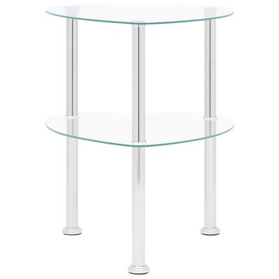 vidaXL Bočný stolík s 2 policami priehľadný 38x38x50 cm tvrdené sklo