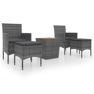 vidaXL 5-dielny z&aacute;hradn&yacute; bistro set polyratan a ak&aacute;ciov&eacute; drevo siv&yacute;