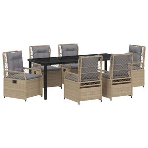 vidaXL Z&aacute;hradn&yacute; jed&aacute;lensk&yacute; set 7 pcs Beige a svetlo &scaron;ed&aacute; polyratan