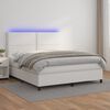 vidaXL Boxspring posteľ s matracom a LED biela 180x200 cm umel&aacute; koža