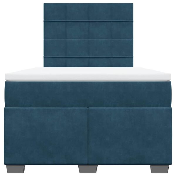 vidaXL Posteľn&yacute; r&aacute;m boxsping s matracom modr&aacute; 120x200 cm zamat