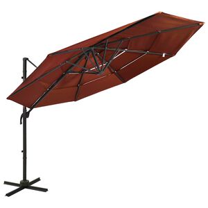 vidaXL 4-stupňov&yacute; z&aacute;hradn&yacute; slnečn&iacute;k, hlin&iacute;kov&aacute; tyč, tehlov&yacute; 3x3 m