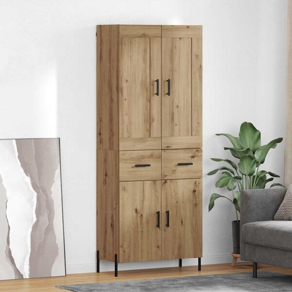 vidaXL Highboard so z&aacute;suvkou 2 pcs Remeseln&yacute; dub Kompozitn&eacute; drevo