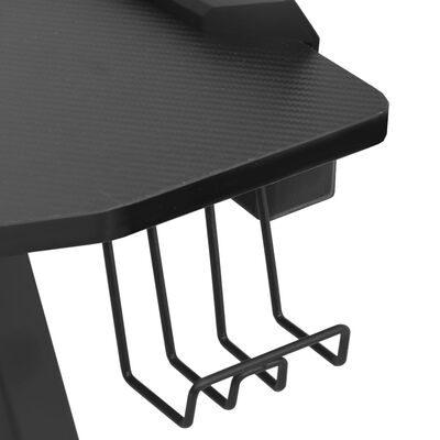 vidaXL Herný stôl LED s nohami v tvare Y čierny 110x60x75 cm