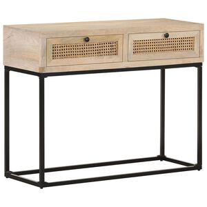 vidaXL Konzolov&yacute; stol&iacute;k 100x35x76 cm mangovn&iacute;kov&yacute; mas&iacute;v a pr&iacute;rodn&aacute; trstina