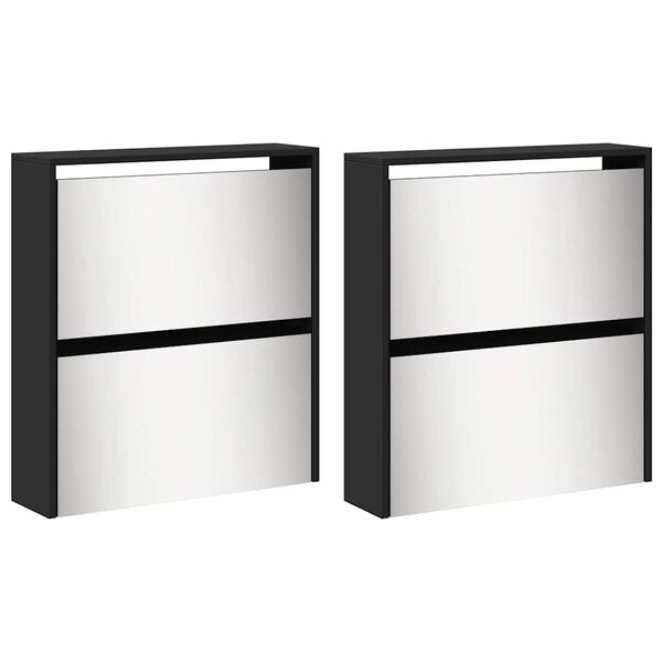 vidaXL Botn&iacute;k so zrkadlom 4-poschodov&yacute; čierny 63x17x134 cm