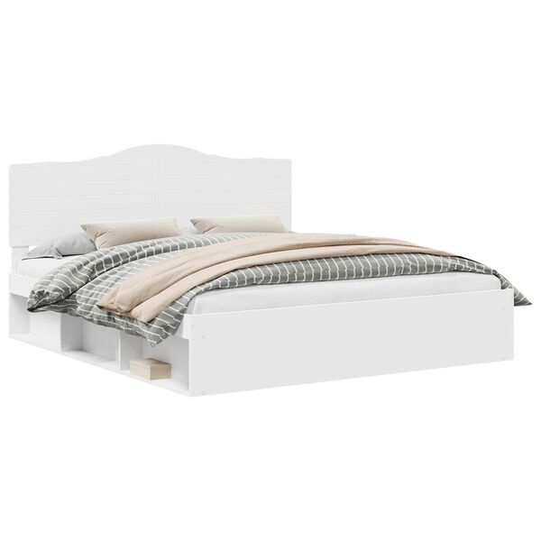 vidaXL R&aacute;m postele Biela 180 x 200 cm Mas&iacute;vne borovicov&eacute; drevo