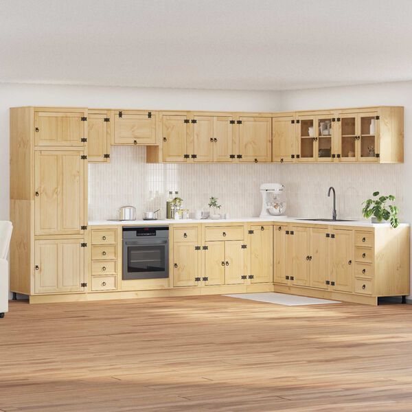 vidaXL Skrinkov&yacute; SKI 14 pcs Medov&aacute; Hned&aacute; Mas&iacute;vne borovicov&eacute; drevo