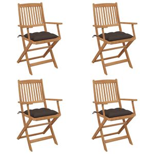 vidaXL Skladacie z&aacute;hradn&eacute; stoličky s podložkami 4 ks ak&aacute;ciov&yacute; mas&iacute;v