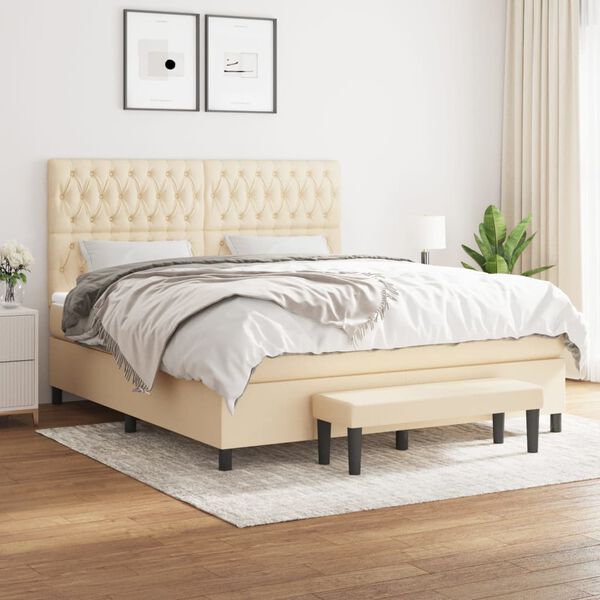 vidaXL Posteľn&yacute; r&aacute;m boxspring s matracom kr&eacute;mov&yacute; 180x200 cm l&aacute;tka