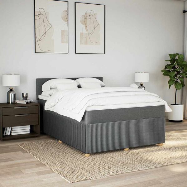 vidaXL Boxspring posteľ s matracom tmavosiv&aacute; 160x200 cm l&aacute;tka