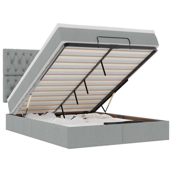 vidaXL Osmansk&aacute; posteľ s matracom Svetlosiv&aacute; 140x190 cm L&aacute;tka