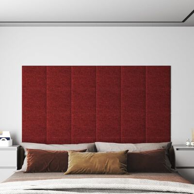 vidaXL Nástenné panely 12 ks vínovočervené 30x30 cm látkové 1,08 m²