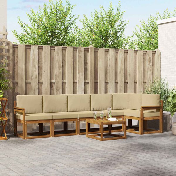 vidaXL Z&aacute;hradn&aacute; s&uacute;prava gaučov s vank&uacute;&scaron;om 7 pcs Pr&iacute;rodn&aacute; a b&eacute;žov&aacute;