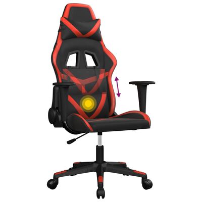 vidaXL Masážna herná stolička čierna a červená umelá koža
