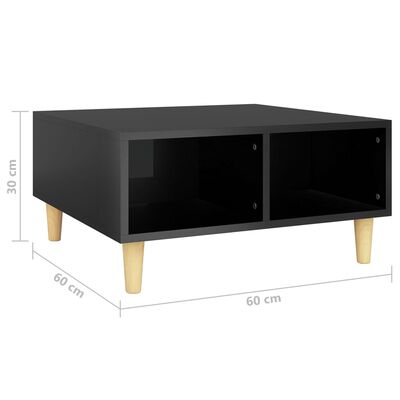 vidaXL Konferenčný stolík lesklý čierny 60x60x30 cm drevotrieska