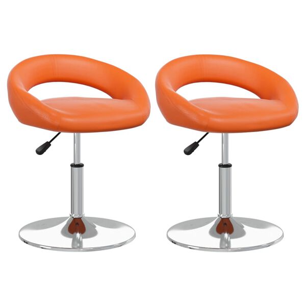 vidaXL Otočn&eacute; jed&aacute;lensk&eacute; stoličky 2 ks oranžov&eacute; umel&aacute; koža
