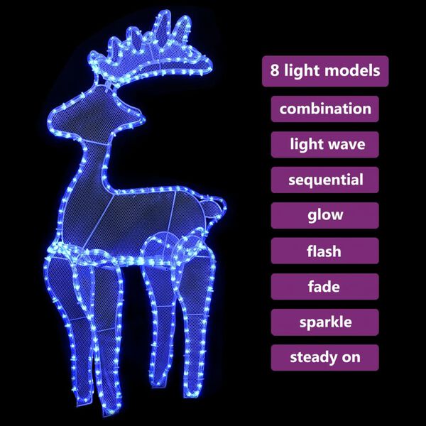 vidaXL Vianočná sieťovinová dekorácia so sobom 306 LED 60x24x89 cm