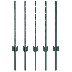 vidaXL Stĺp na plot. 5 pcs Zelen&aacute; 100 cm Oceľ