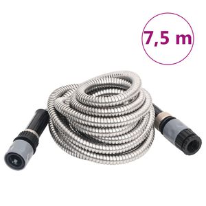 vidaXL Z&aacute;hradn&aacute; hadica s tryskou, strieborn&aacute; 0,6" 7,5 m, oceľ