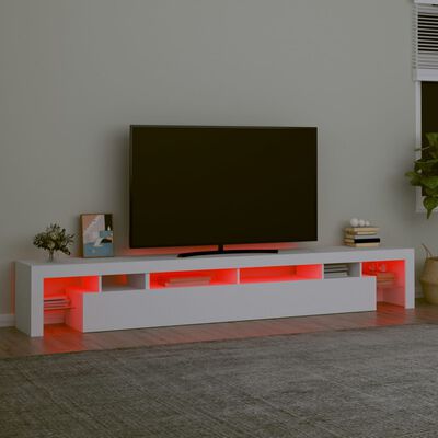 vidaXL TV skrinka s LED svetlami biela 260x36,5x40 cm