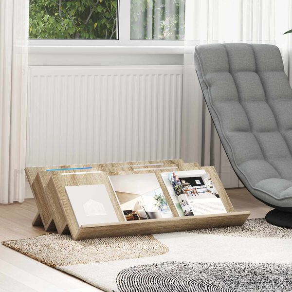 vidaXL Reg&aacute;l na časopisy Sonoma dub 90 x 53 x 28,5 cm Kompozitn&eacute; drevo
