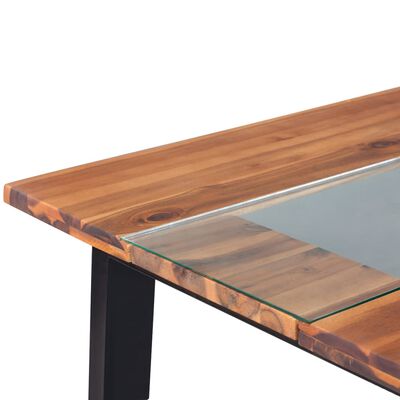 vidaXL Jedálenský stôl z akáciového dreva a skla, 180x90x75 cm