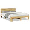 VidaXL R&aacute;m postele s čelom bez matraca 140x190cm Dub z mas&iacute;vneho dreva