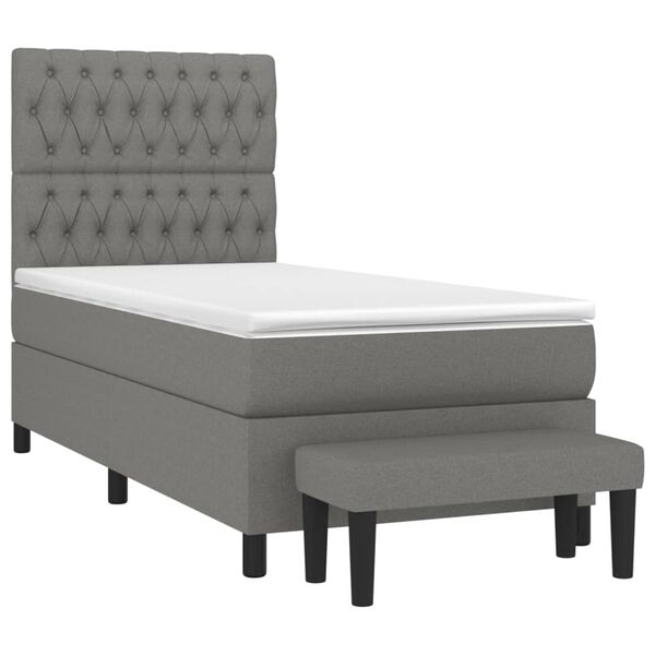 vidaXL Boxspring posteľ s matracom tmavosiv&aacute; 90x190 cm l&aacute;tka