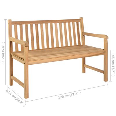 vidaXL Záhradná lavička, antracitová podložka 120 cm, tíkový masív