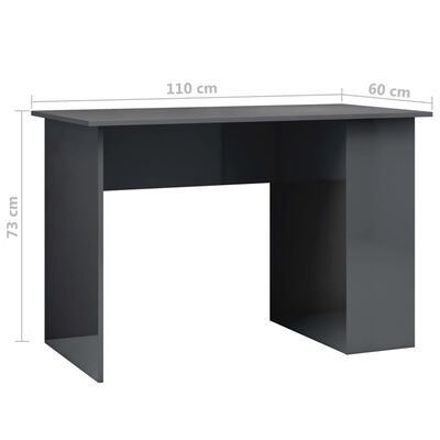 vidaXL Stôl lesklý sivý 110x60x73 cm drevotrieska
