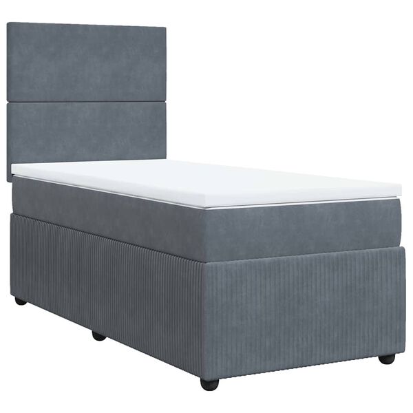 vidaXL Posteľný rám boxspring s matracom tmavosivý 80x200 cm zamat