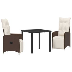 vidaXL Z&aacute;hradn&yacute; jed&aacute;lensk&yacute; set s vank&uacute;&scaron;om 3 pcs Hned&aacute; polyratan