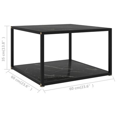 vidaXL Konferenčný stolík, čierny 60x60x35 cm, tvrdené sklo