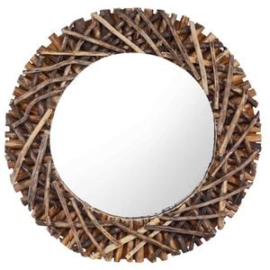 vidaXL N&aacute;stenn&eacute; zrkadlo 60 cm teakov&eacute; drevo okr&uacute;hle