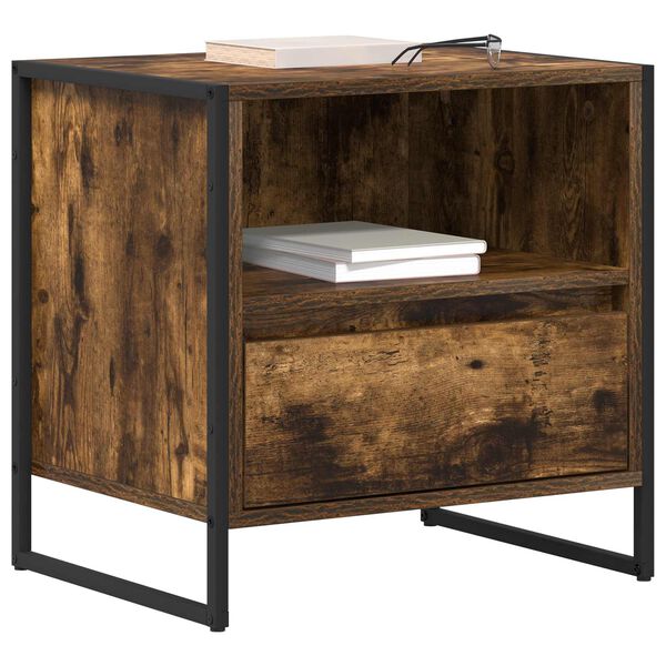 vidaXL Nočn&yacute; stol&iacute;k Dymov&aacute; dub 50 x 39,5 x 50 cm Kompozitn&eacute; drevo