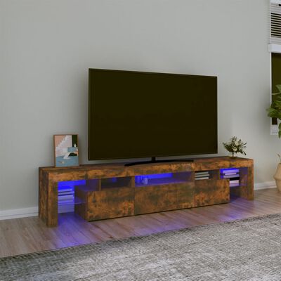 vidaXL TV skrinka s LED svetlami dymový dub 200x36,5x40 cm