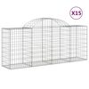 vidaXL Obl&uacute;kov&eacute; gabionov&eacute; ko&scaron;e 15 ks 200x50x80/100 cm pozink. železo