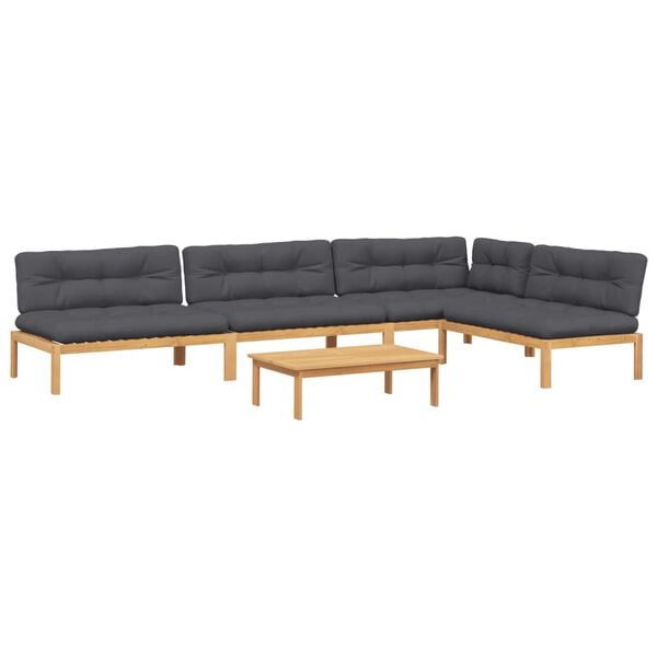 vidaXL 5-dielna z&aacute;hradn&aacute; paletov&aacute; s&uacute;prava pohoviek s vank&uacute;&scaron;mi ak&aacute;cia