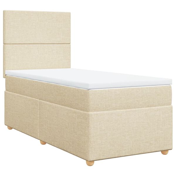 vidaXL Posteľn&yacute; r&aacute;m boxspring s matracom kr&eacute;mov&yacute; 90x190 cm l&aacute;tka