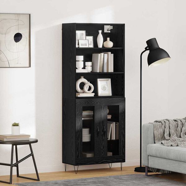 vidaXL Highboard 2 pcs Čierny dub Kompozitn&eacute; drevo