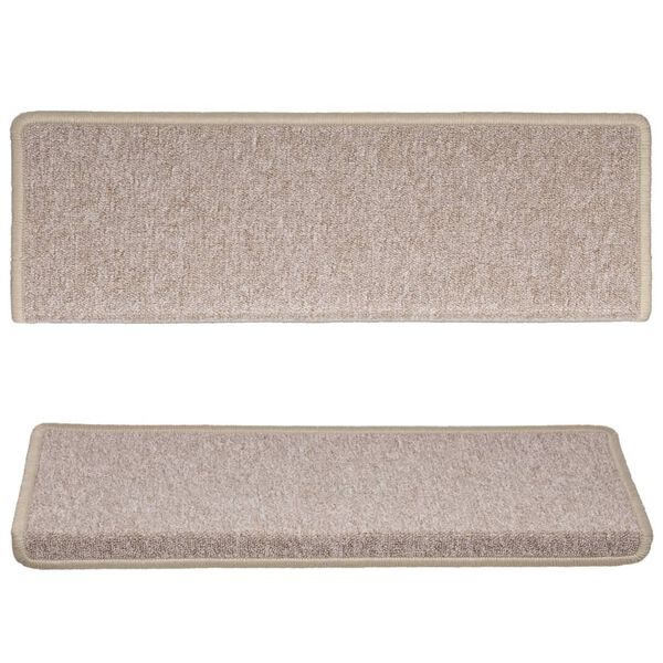 vidaXL Schodové rohože 15 ks 65x21x4 cm taupe s obdĺžnikovým okrajom