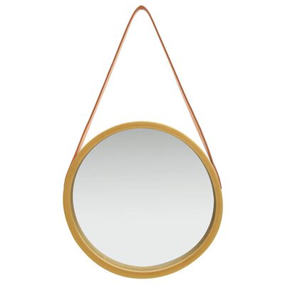 vidaXL Nástenné zrkadlo s popruhom zlaté 40 cm