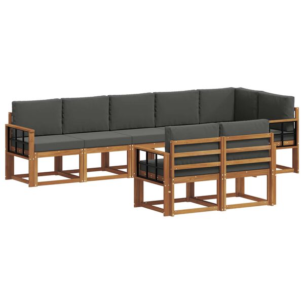 vidaXL Z&aacute;hradn&aacute; s&uacute;prava gaučov s vank&uacute;&scaron;om 8 pcs Pr&iacute;rodn&aacute; a antracitov&aacute;