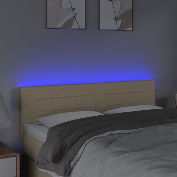 vidaXL Čelo postele s LED kr&eacute;mov&eacute; 144x5x78/88 cm l&aacute;tka