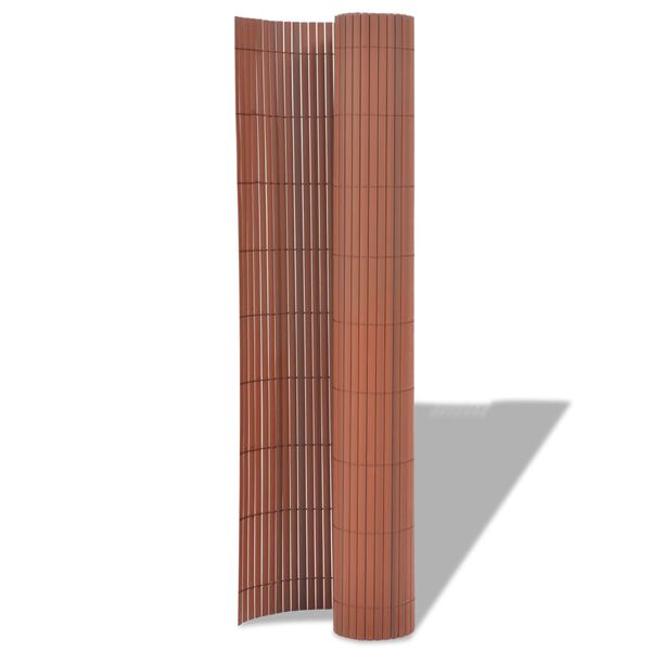 vidaXL Obojstranný záhradný plot, PVC 90x500 cm, hnedý
