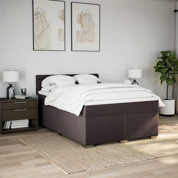 vidaXL Boxspring posteľ s matracom tmavohned&aacute; 140x190 cm l&aacute;tka